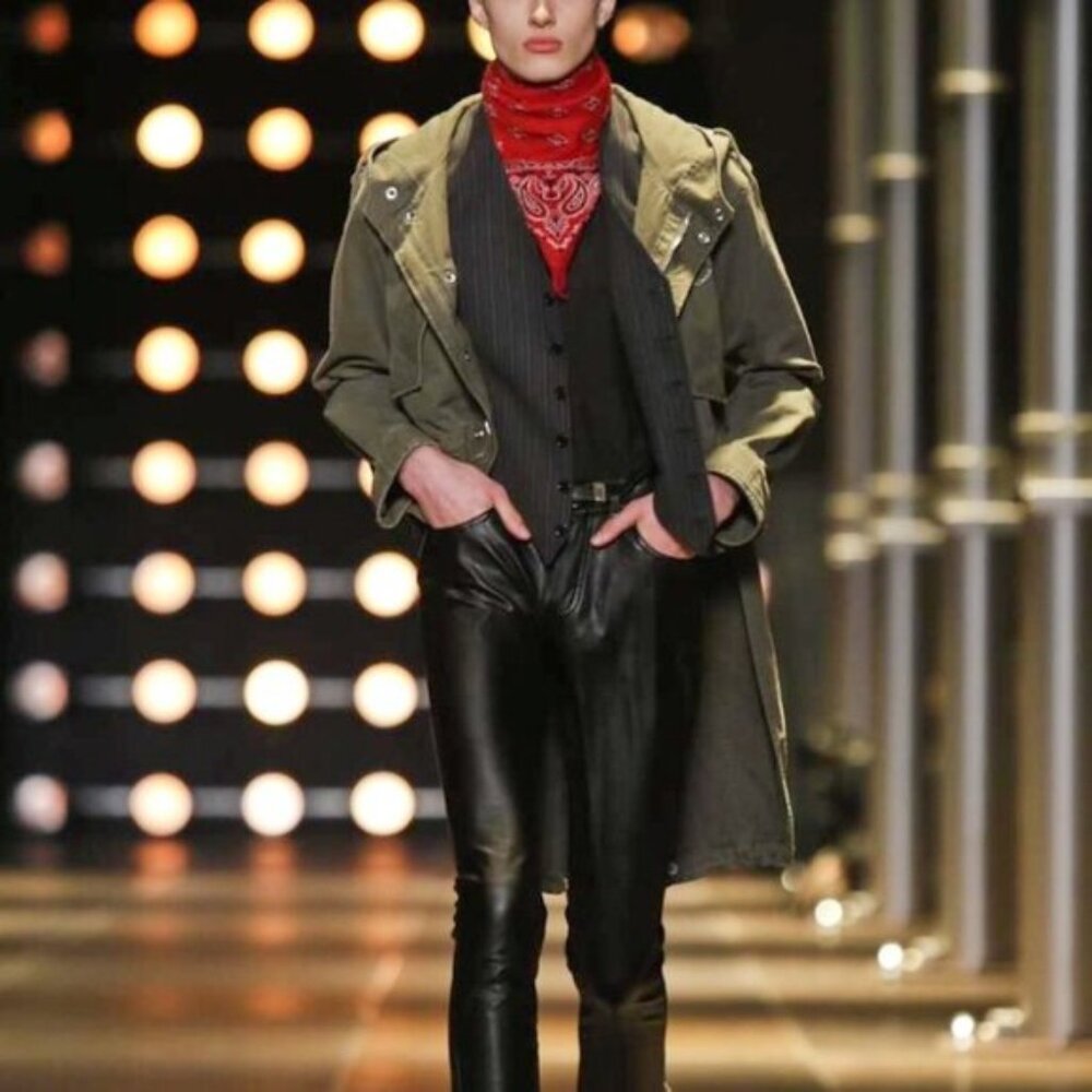 Saint Laurent SS/14 Khaki Gabardine Fishtail Military Parka